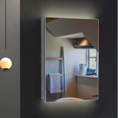 Morden Mirror Plastic Cabinets Bathroom Furniture with LED Mirror Clock