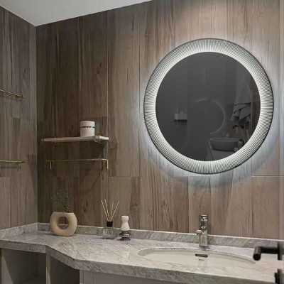 Bathroom Round Frameless Espejos led Toilet Customised Screen Mirroring Lighting Mirror with Logo